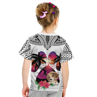 Polynesian Kid T Shirt Dog Lover With Beagle - Sunset At The Beach White Ver - Wonder Print Shop
