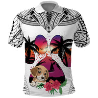 Polynesian Polo Shirt Dog Lover With Beagle - Sunset At The Beach White Ver - Wonder Print Shop