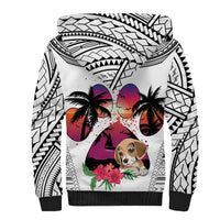 Polynesian Sherpa Hoodie Dog Lover With Beagle - Sunset At The Beach White Ver - Wonder Print Shop