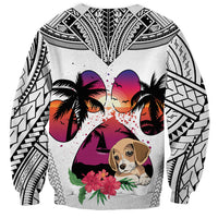 Polynesian Sweatshirt Dog Lover With Beagle - Sunset At The Beach White Ver - Wonder Print Shop