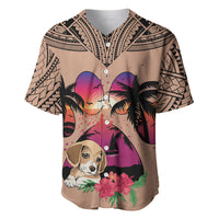 Polynesian Baseball Jersey Dog Lover With Beagle - Sunset At The Beach Brown Ver LT7 - Wonder Print Shop