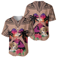 Polynesian Baseball Jersey Dog Lover With Beagle - Sunset At The Beach Brown Ver LT7 - Wonder Print Shop