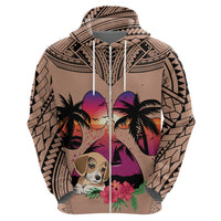 Polynesian Hoodie Dog Lover With Beagle - Sunset At The Beach Brown Ver - Wonder Print Shop