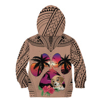 Polynesian Kid Hoodie Dog Lover With Beagle - Sunset At The Beach Brown Ver - Wonder Print Shop
