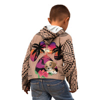 Polynesian Kid Hoodie Dog Lover With Beagle - Sunset At The Beach Brown Ver - Wonder Print Shop
