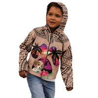 Polynesian Kid Hoodie Dog Lover With Beagle - Sunset At The Beach Brown Ver - Wonder Print Shop