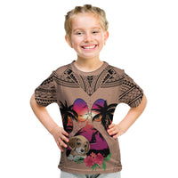 Polynesian Kid T Shirt Dog Lover With Beagle - Sunset At The Beach Brown Ver - Wonder Print Shop