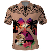 Polynesian Polo Shirt Dog Lover With Beagle - Sunset At The Beach Brown Ver - Wonder Print Shop