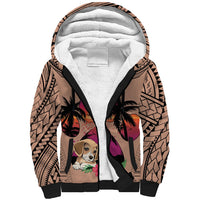 Polynesian Sherpa Hoodie Dog Lover With Beagle - Sunset At The Beach Brown Ver - Wonder Print Shop