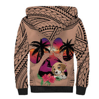 Polynesian Sherpa Hoodie Dog Lover With Beagle - Sunset At The Beach Brown Ver - Wonder Print Shop