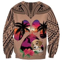 Polynesian Sweatshirt Dog Lover With Beagle - Sunset At The Beach Brown Ver - Wonder Print Shop