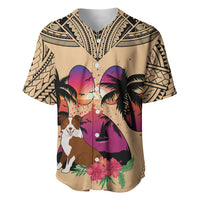 Polynesian Baseball Jersey Dog Lover With Border Collie - Sunset At The Beach LT7 - Wonder Print Shop