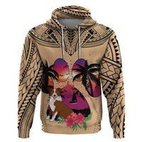 Polynesian Hoodie Dog Lover With Border Collie - Sunset At The Beach - Wonder Print Shop