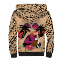 Polynesian Sherpa Hoodie Dog Lover With Border Collie - Sunset At The Beach - Wonder Print Shop