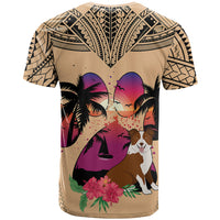 Polynesian T Shirt Dog Lover With Border Collie - Sunset At The Beach - Wonder Print Shop