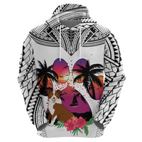 Polynesian Hoodie Dog Lover With Border Collie - Sunset At The Beach White Ver - Wonder Print Shop