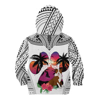 Polynesian Kid Hoodie Dog Lover With Border Collie - Sunset At The Beach White Ver - Wonder Print Shop