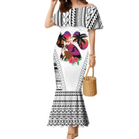 Polynesian Mermaid Dress Dog Lover With Border Collie - Sunset At The Beach White Ver - Wonder Print Shop