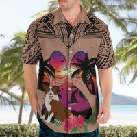 Polynesian Hawaiian Shirt Dog Lover With Border Collie - Sunset At The Beach Brown Ver - Wonder Print Shop