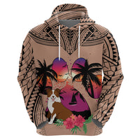 Polynesian Hoodie Dog Lover With Border Collie - Sunset At The Beach Brown Ver - Wonder Print Shop