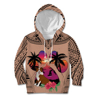 Polynesian Kid Hoodie Dog Lover With Border Collie - Sunset At The Beach Brown Ver - Wonder Print Shop
