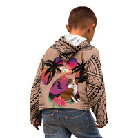 Polynesian Kid Hoodie Dog Lover With Border Collie - Sunset At The Beach Brown Ver - Wonder Print Shop
