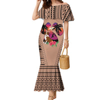 Polynesian Mermaid Dress Dog Lover With Border Collie - Sunset At The Beach Brown Ver - Wonder Print Shop