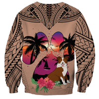 Polynesian Sweatshirt Dog Lover With Border Collie - Sunset At The Beach Brown Ver - Wonder Print Shop