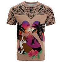 Polynesian T Shirt Dog Lover With Border Collie - Sunset At The Beach Brown Ver - Wonder Print Shop