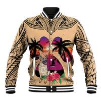Polynesian Baseball Jacket Dog Lover With German Shepherd - Sunset At The Beach LT7 - Wonder Print Shop
