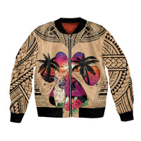 Polynesian Bomber Jacket Dog Lover With German Shepherd - Sunset At The Beach LT7 - Wonder Print Shop