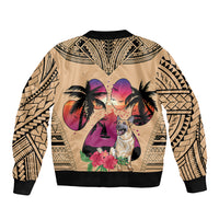 Polynesian Bomber Jacket Dog Lover With German Shepherd - Sunset At The Beach LT7 - Wonder Print Shop
