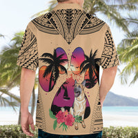 Polynesian Hawaiian Shirt Dog Lover With German Shepherd - Sunset At The Beach - Wonder Print Shop
