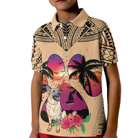 Polynesian Kid Polo Shirt Dog Lover With German Shepherd - Sunset At The Beach - Wonder Print Shop