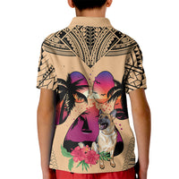 Polynesian Kid Polo Shirt Dog Lover With German Shepherd - Sunset At The Beach - Wonder Print Shop