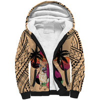Polynesian Sherpa Hoodie Dog Lover With German Shepherd - Sunset At The Beach - Wonder Print Shop