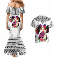 Polynesian Couples Matching Mermaid Dress and Hawaiian Shirt Dog Lover With German Shepherd - Sunset At The Beach White Ver LT7 - Wonder Print Shop