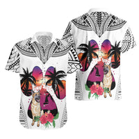 Polynesian Hawaiian Shirt Dog Lover With German Shepherd - Sunset At The Beach White Ver - Wonder Print Shop