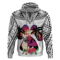 Polynesian Hoodie Dog Lover With German Shepherd - Sunset At The Beach White Ver - Wonder Print Shop