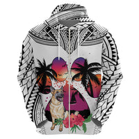 Polynesian Hoodie Dog Lover With German Shepherd - Sunset At The Beach White Ver - Wonder Print Shop