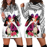 Polynesian Hoodie Dress Dog Lover With German Shepherd - Sunset At The Beach White Ver - Wonder Print Shop