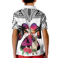 Polynesian Kid Polo Shirt Dog Lover With German Shepherd - Sunset At The Beach White Ver - Wonder Print Shop