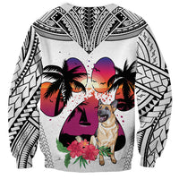 Polynesian Sweatshirt Dog Lover With German Shepherd - Sunset At The Beach White Ver - Wonder Print Shop