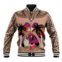 Polynesian Baseball Jacket Dog Lover With German Shepherd - Sunset At The Beach Brown Ver LT7 - Wonder Print Shop