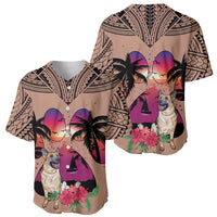 Polynesian Baseball Jersey Dog Lover With German Shepherd - Sunset At The Beach Brown Ver LT7 - Wonder Print Shop