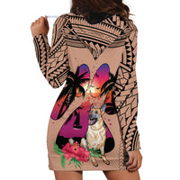 Polynesian Hoodie Dress Dog Lover With German Shepherd - Sunset At The Beach Brown Ver - Wonder Print Shop