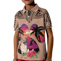Polynesian Kid Polo Shirt Dog Lover With German Shepherd - Sunset At The Beach Brown Ver - Wonder Print Shop