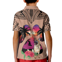 Polynesian Kid Polo Shirt Dog Lover With German Shepherd - Sunset At The Beach Brown Ver - Wonder Print Shop