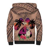 Polynesian Sherpa Hoodie Dog Lover With German Shepherd - Sunset At The Beach Brown Ver - Wonder Print Shop