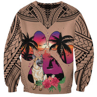 Polynesian Sweatshirt Dog Lover With German Shepherd - Sunset At The Beach Brown Ver - Wonder Print Shop